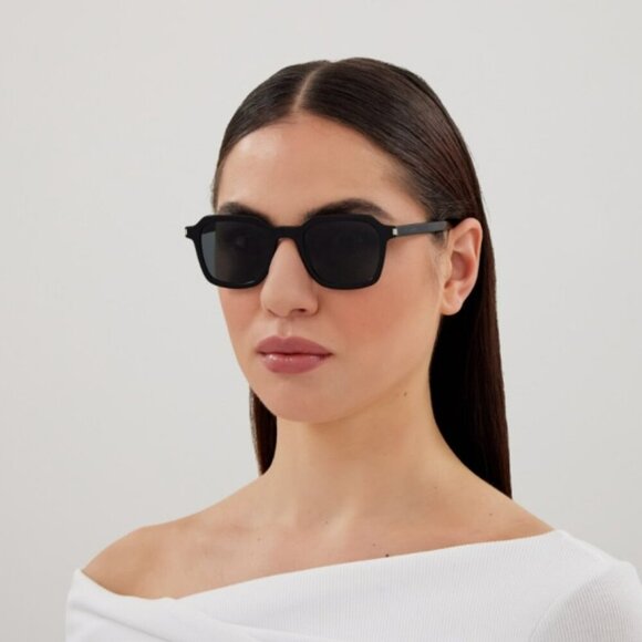 Saint Laurent Women Black Grey Square BRAND NEW Sunglasses SL715 SLIM 001 - Picture 1 of 11